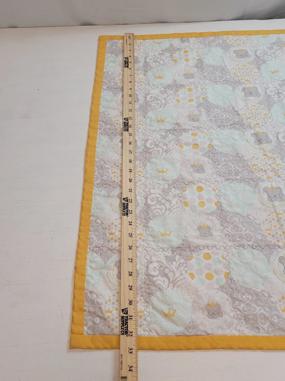 Baby Patchwork Quilted Crib Blanket - Yellow and Gray